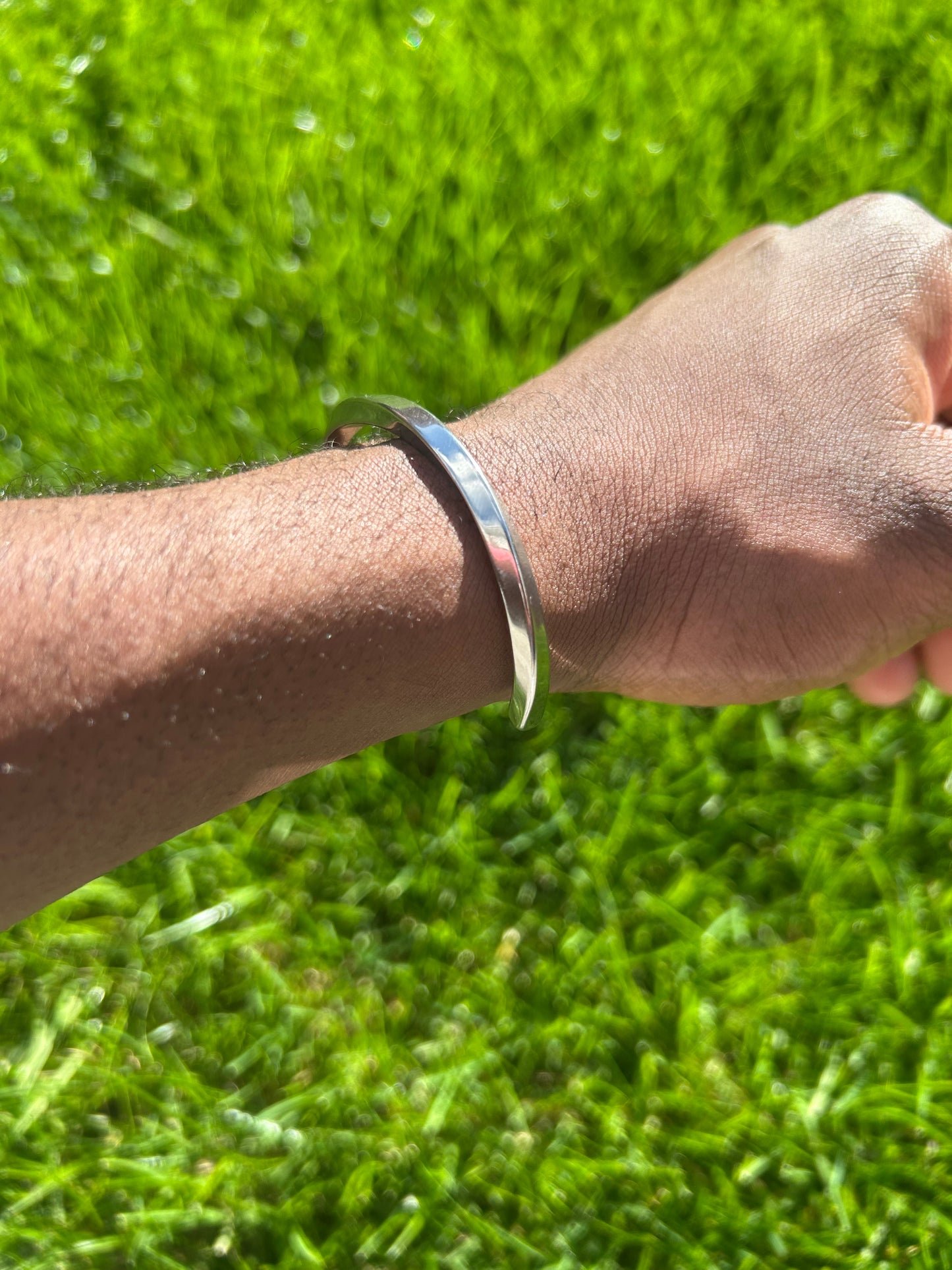 OUJ Staineless Steel Mobius Cuff Bangle Silver for men 64X50mm