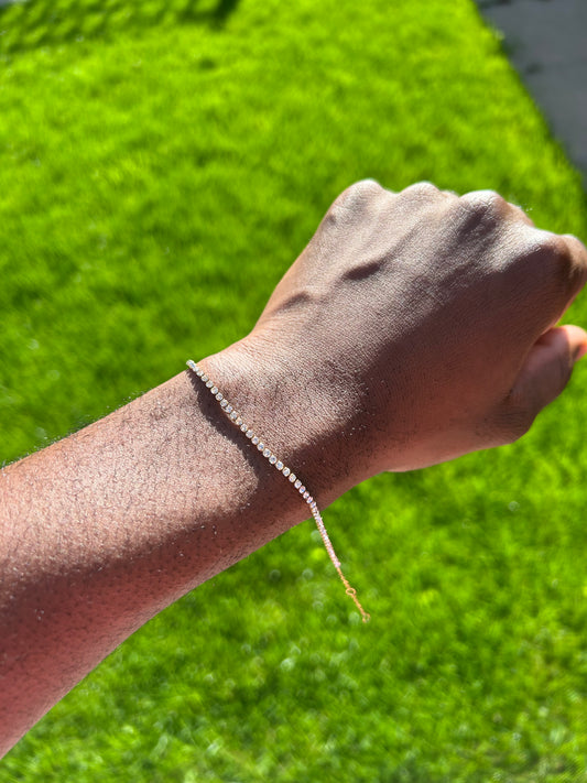 14 K Gold Plated Zircon Stainless Steel Steel Tennis Chain Bracelet