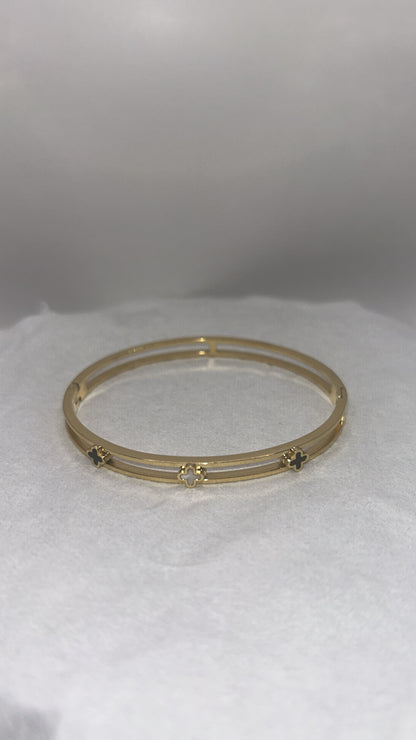 18k Gold Four Leaf Clover Bracelet Gold Plated Stainless Steel