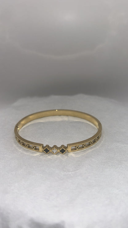 18k Gold Four Leaf Clover Stainless Steel Lucky Bracelet