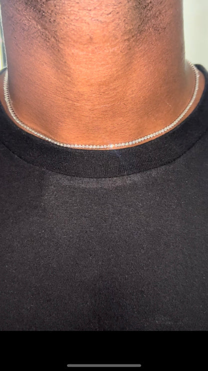 14k Tennis Chain Necklace Stainless Steel Gold Plated Silver 38+5CM