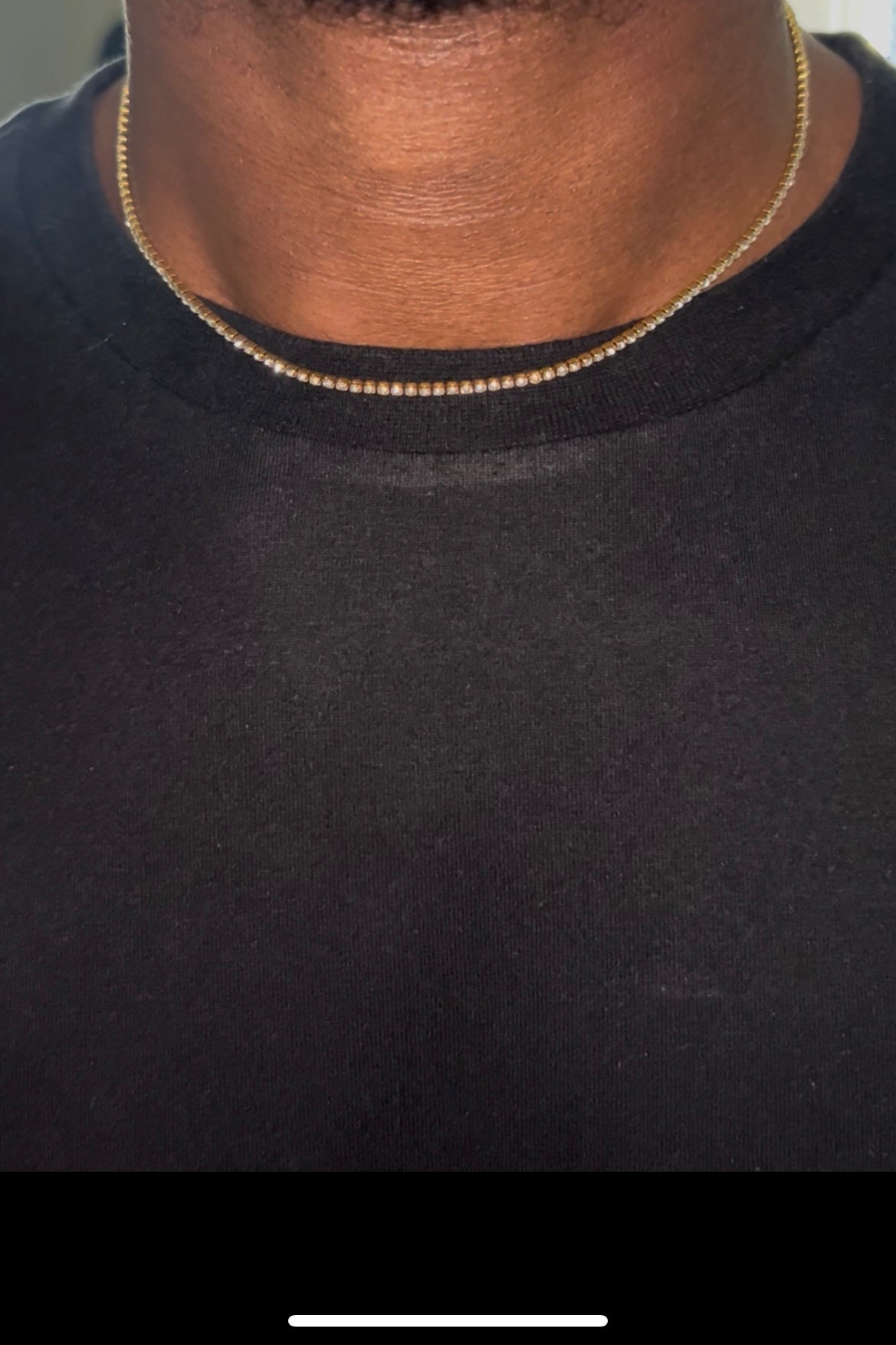 14K Tennis Chain Necklace Stainless Steel Gold Plated Gold 38+5CM