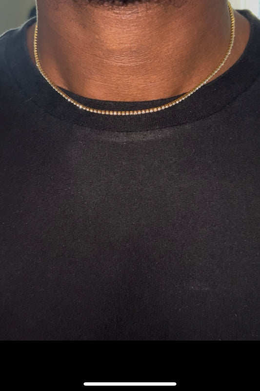 14K Tennis Chain Necklace Stainless Steel Gold Plated Gold 38+5CM