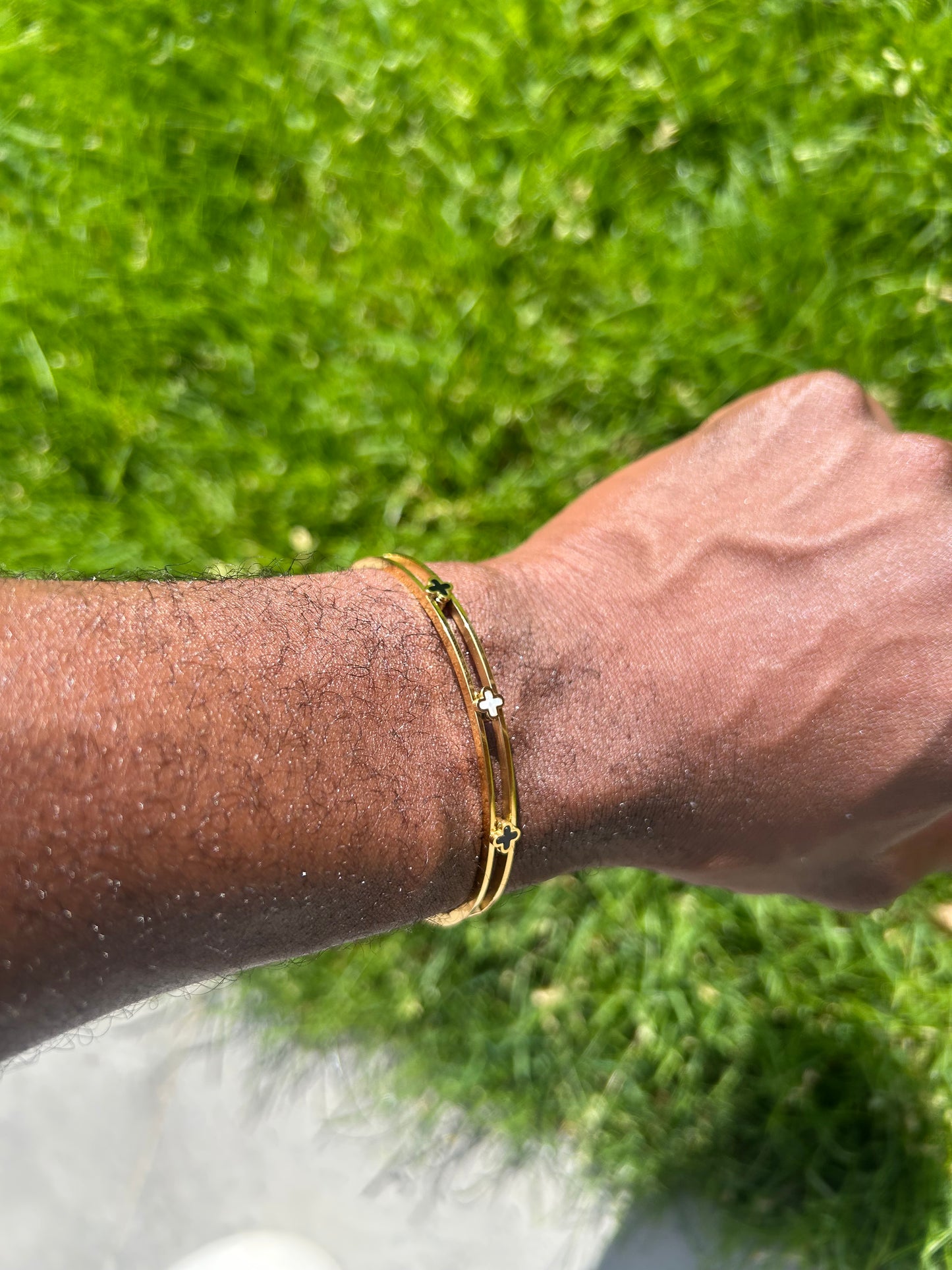 18k Gold Four Leaf Clover Bracelet Gold Plated Stainless Steel