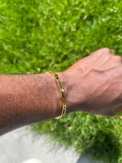 18k Gold Four Leaf Clover Bracelet Gold Plated Stainless Steel