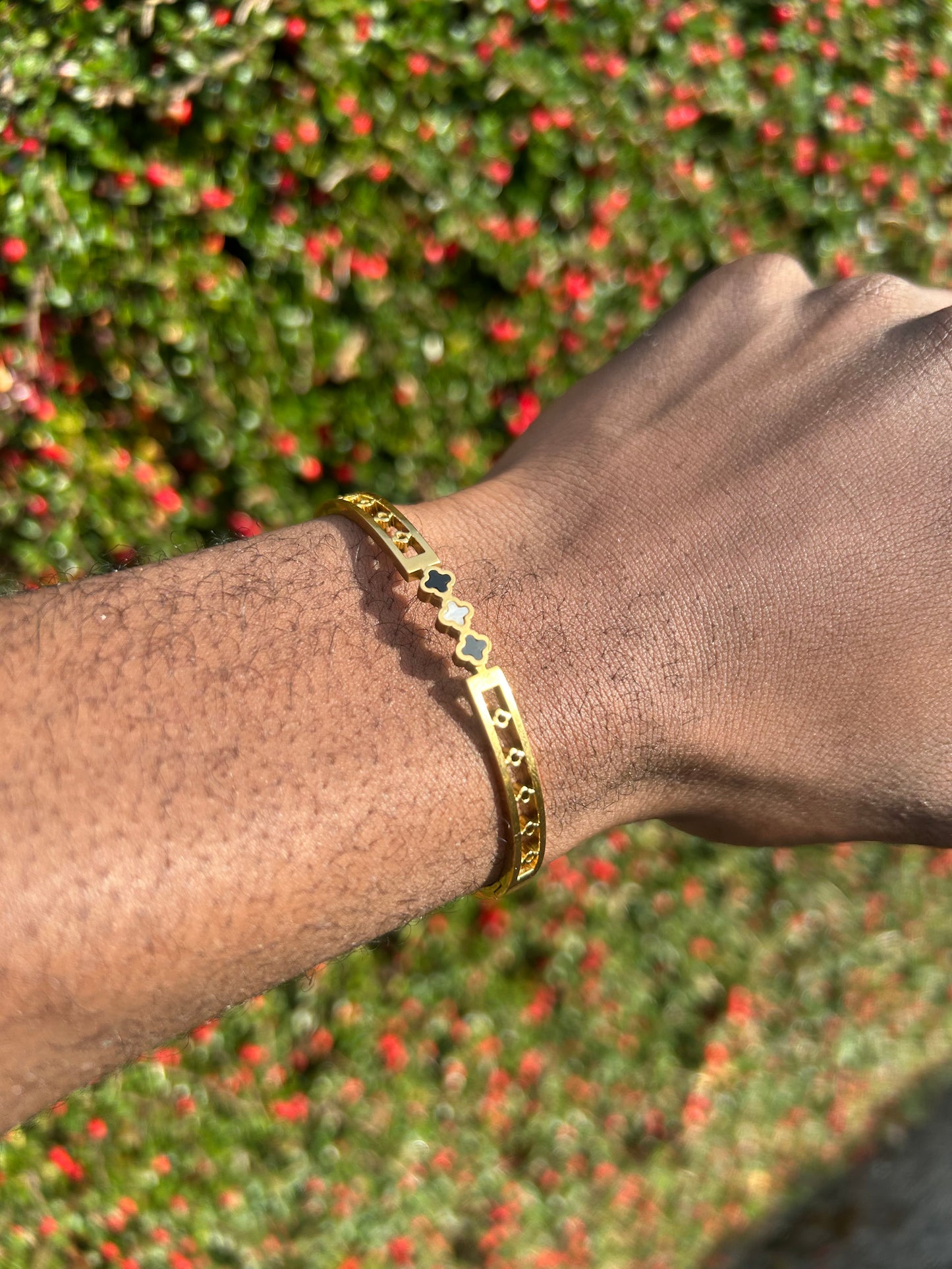 18k Gold Four Leaf Clover Stainless Steel Lucky Bracelet