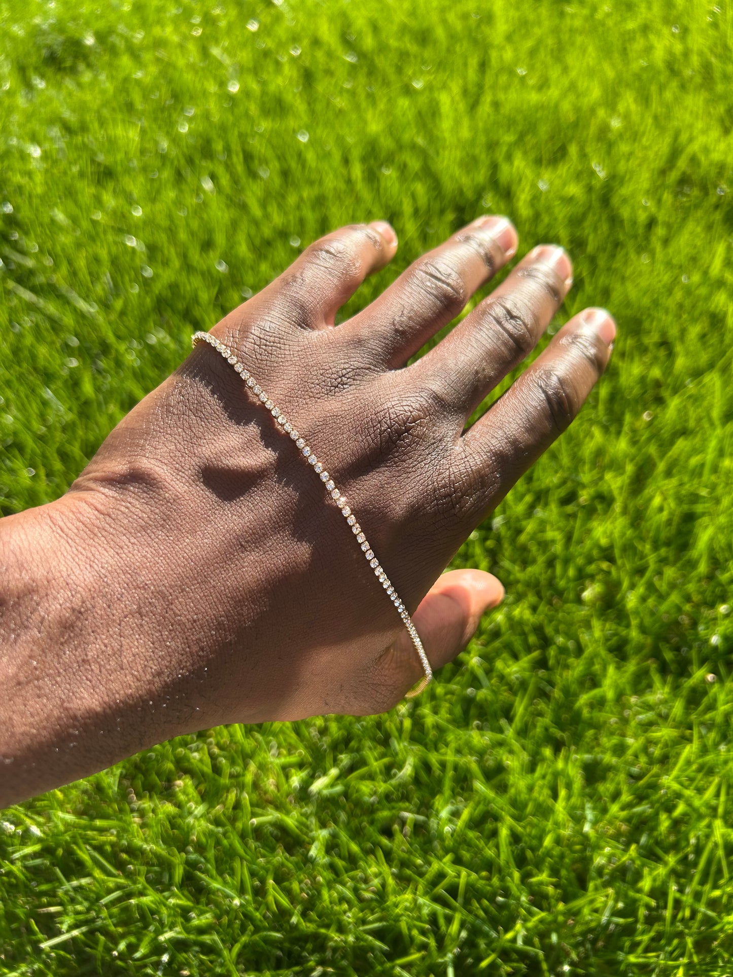 14K Tennis Chain Necklace Stainless Steel Gold Plated Gold 38+5CM