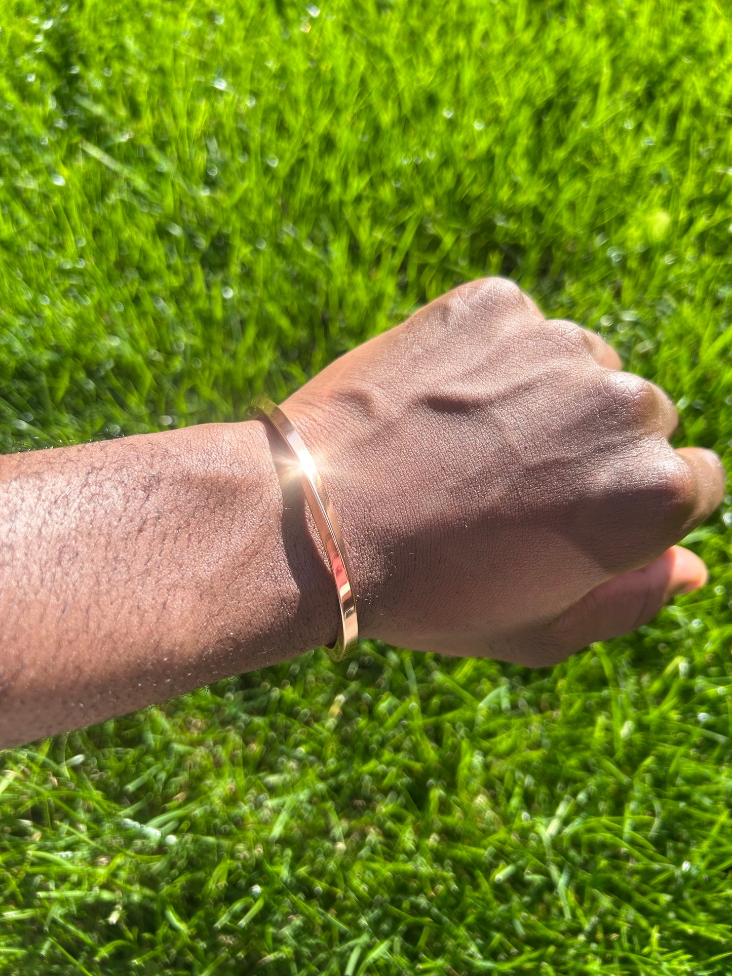 OUJ Stainless Steel Mobius Cuff Bracelet Rose Gold Bangle For Men 64 X 50MM