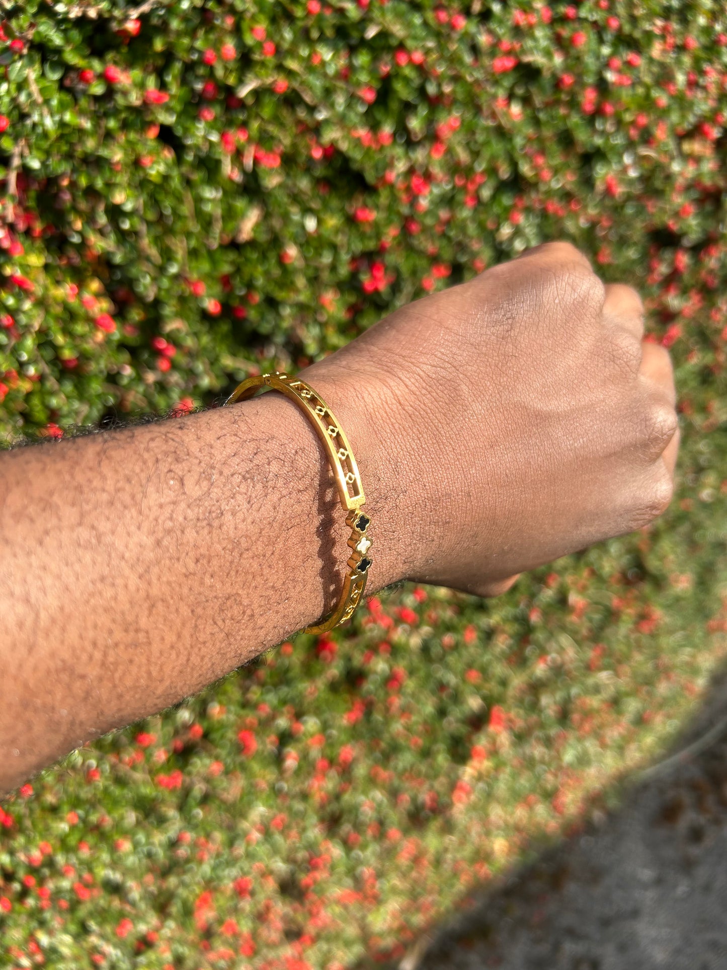 18k Gold Four Leaf Clover Braclet Stainless Steel Lucky Bracelet