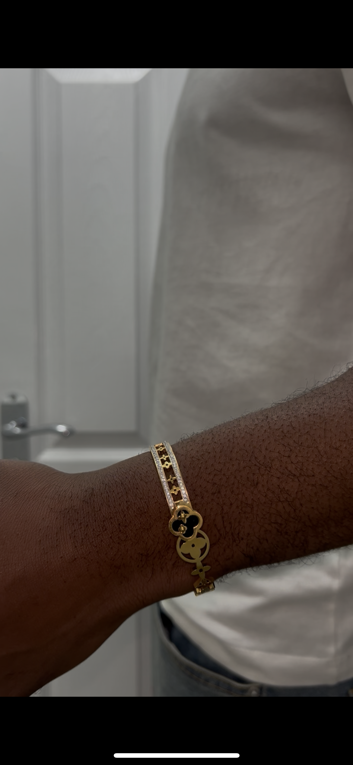 Four Leaf Clover Charm Zirconia Bracelet Stainless Steel