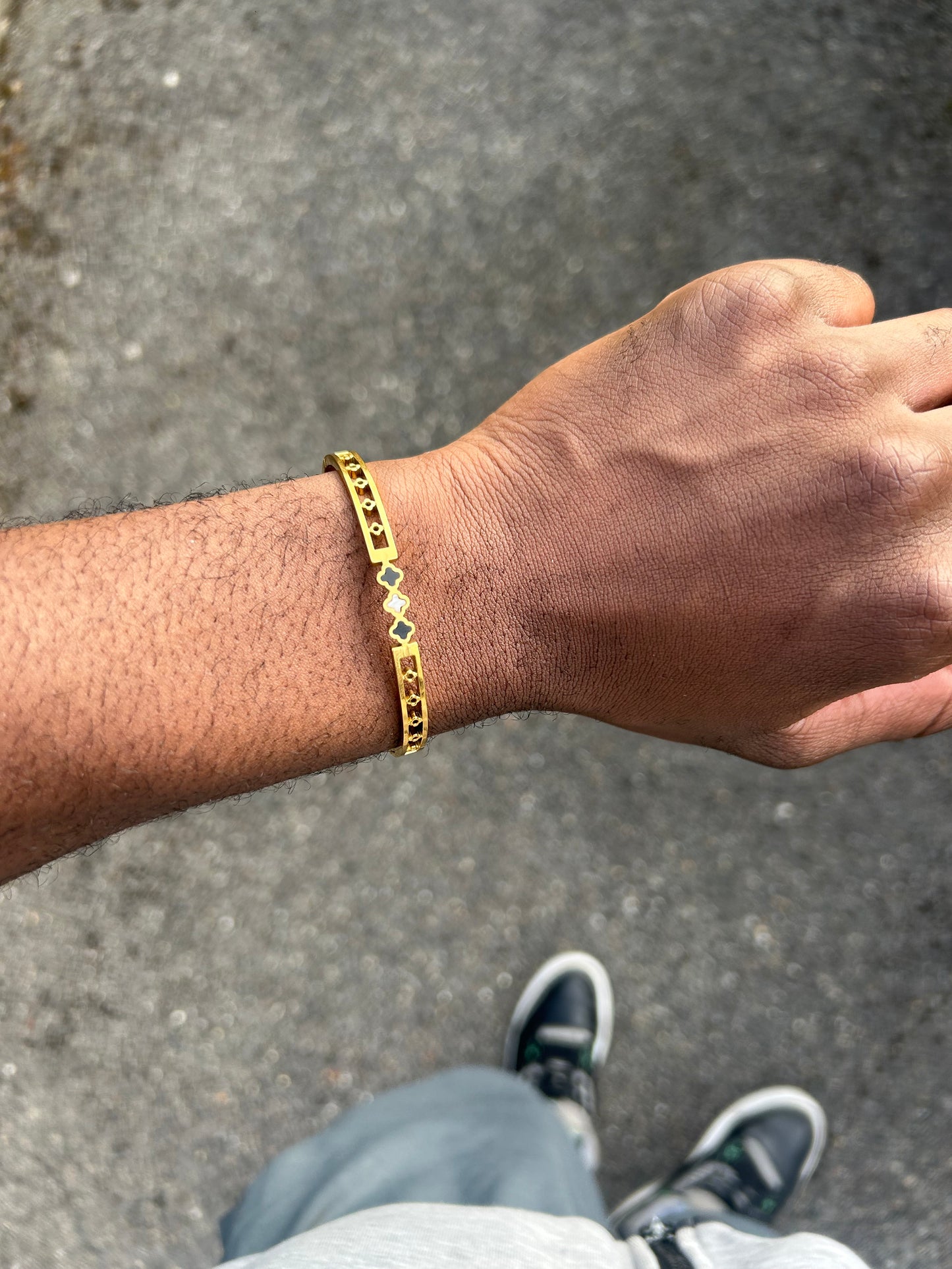 18k Gold Four Leaf Clover Stainless Steel Lucky Bracelet