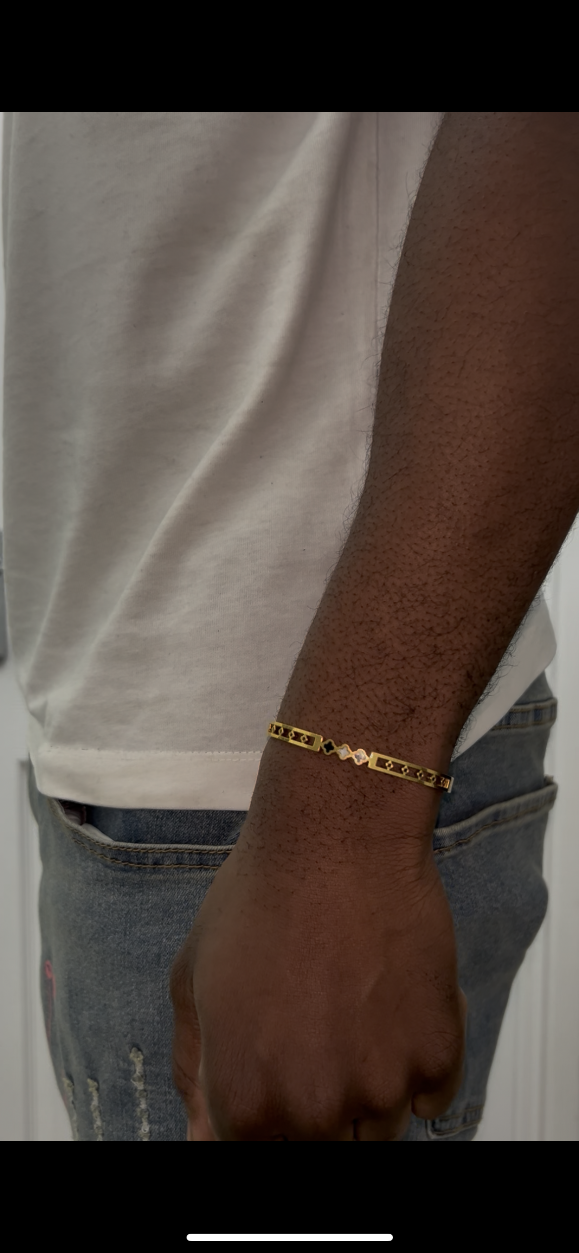 18k Gold Four Leaf Clover Stainless Steel Lucky Bracelet