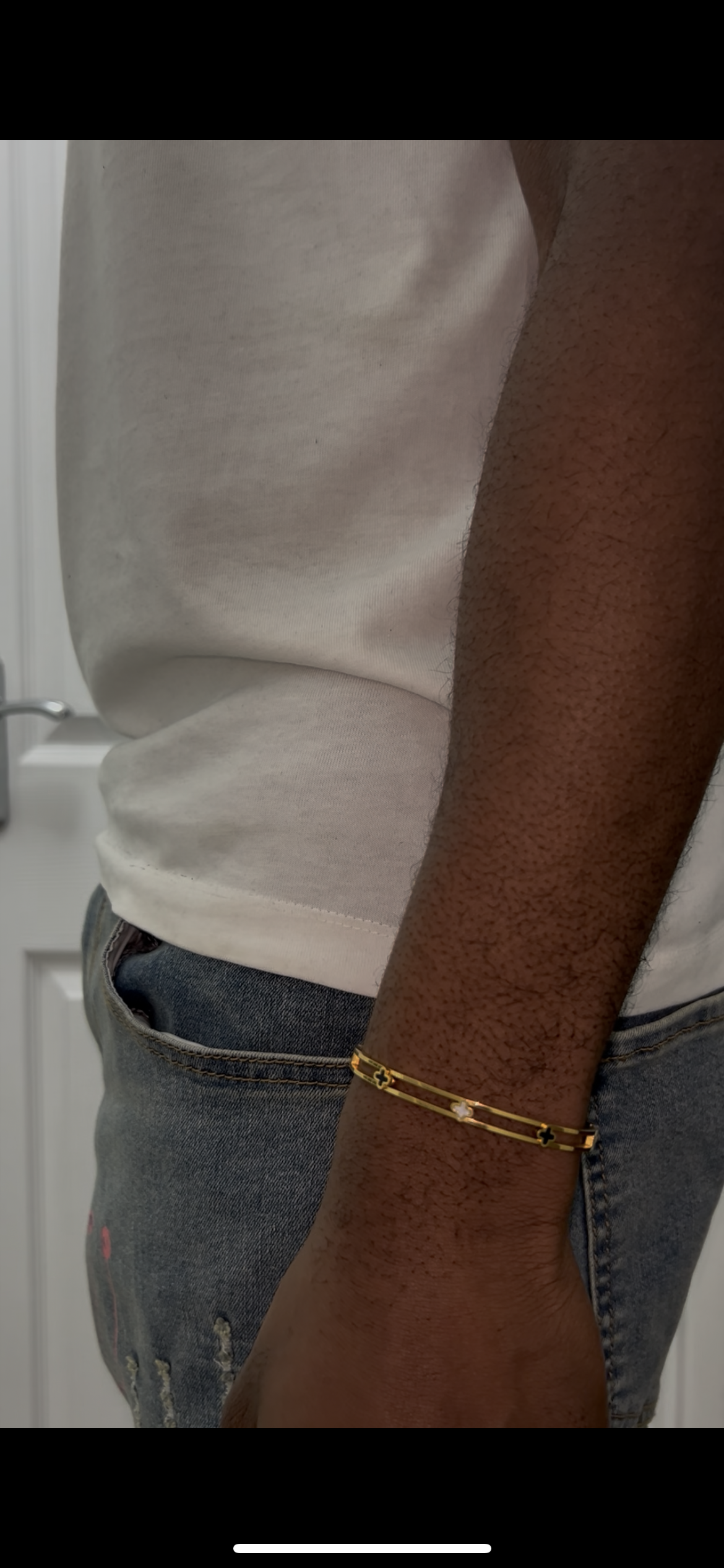 18k Gold Four Leaf Clover Bracelet Gold Plated Stainless Steel