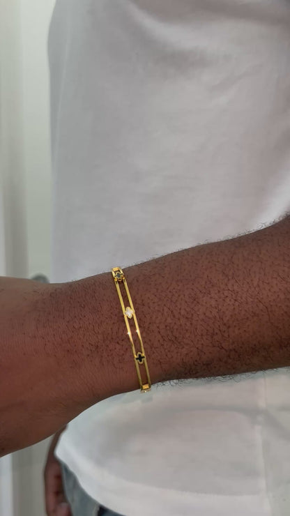 18k Gold Four Leaf Clover Bracelet Gold Plated Stainless Steel