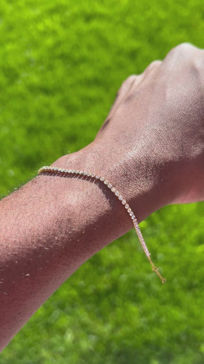 14 K Gold Plated Zircon Stainless Steel Steel Tennis Chain Bracelet