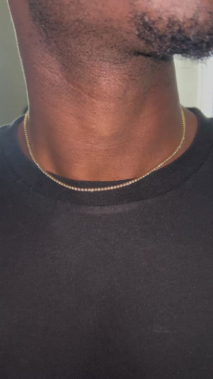 14K Tennis Chain Necklace Stainless Steel Gold Plated Gold 38+5CM